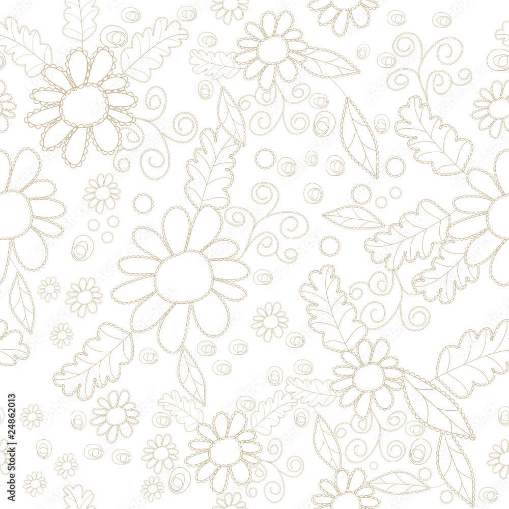 Seamless pattern with vector floral element