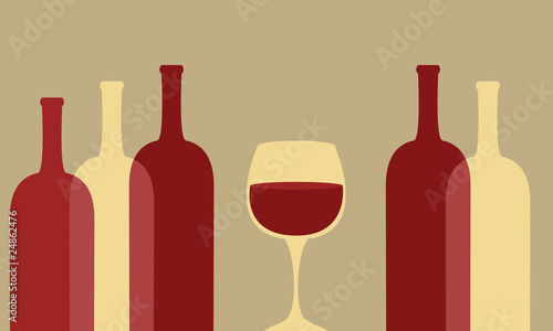 Wine glass and bottles