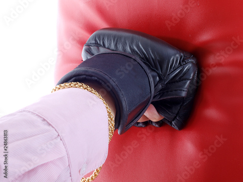 female punching a bag