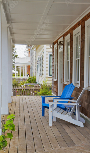 Two Adirondack chairs