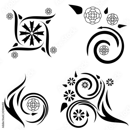 Four floral tattoo designs