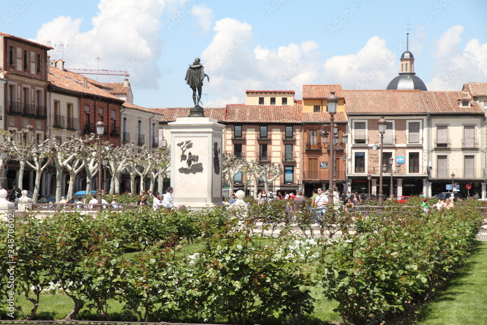 Cervantes square in Alcala de Henares  Madrid province Spain - obrazy, fototapety, plakaty 