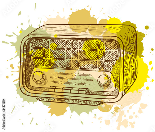 Grunge vintage wooden radio