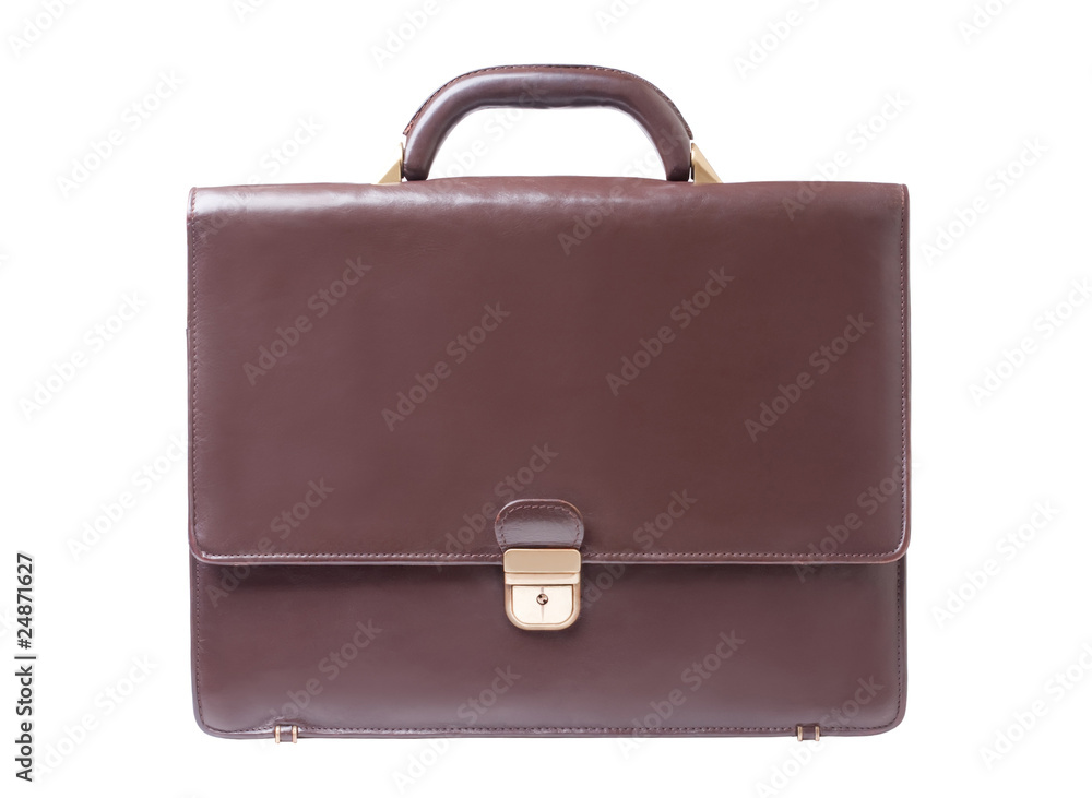 business brown briefcase on a white background business brown briefcase on a white background