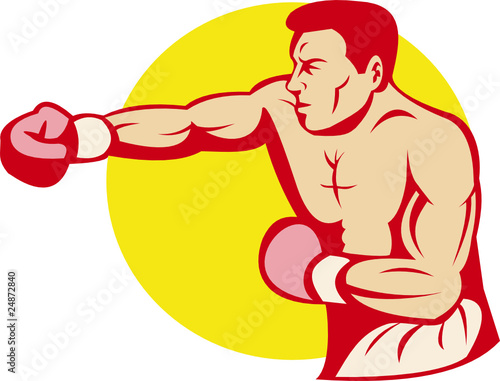 Boxer jabbing punching side view