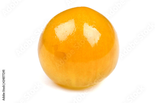 Yellow plum on white close up