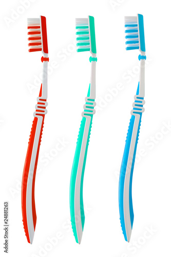 Three tooth brushes