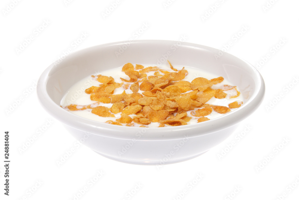 Bowl with corn flakes and milk Bowl with corn flakes and milk
