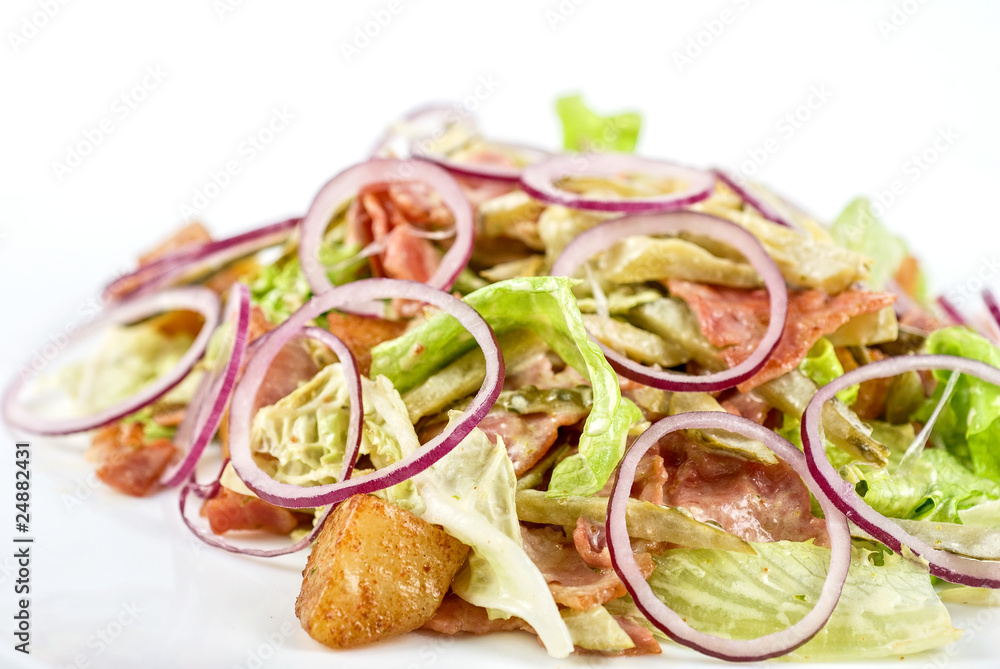 Onion salad of meat with roast vegetables Onion salad of meat with roast vegetables