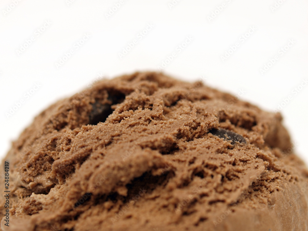 Chocolate ice cream scoop on white background Chocolate ice cream scoop on white background