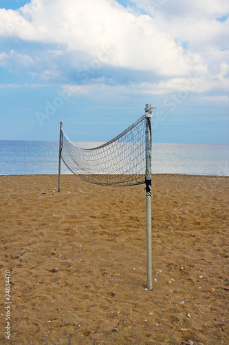 net  for beach volleyball on an empty beach