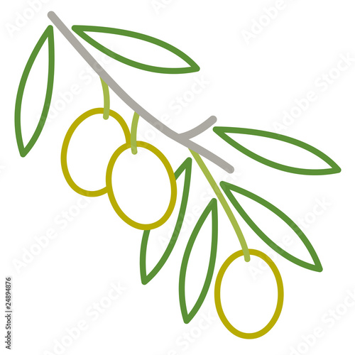 Olives sur une branche en contour