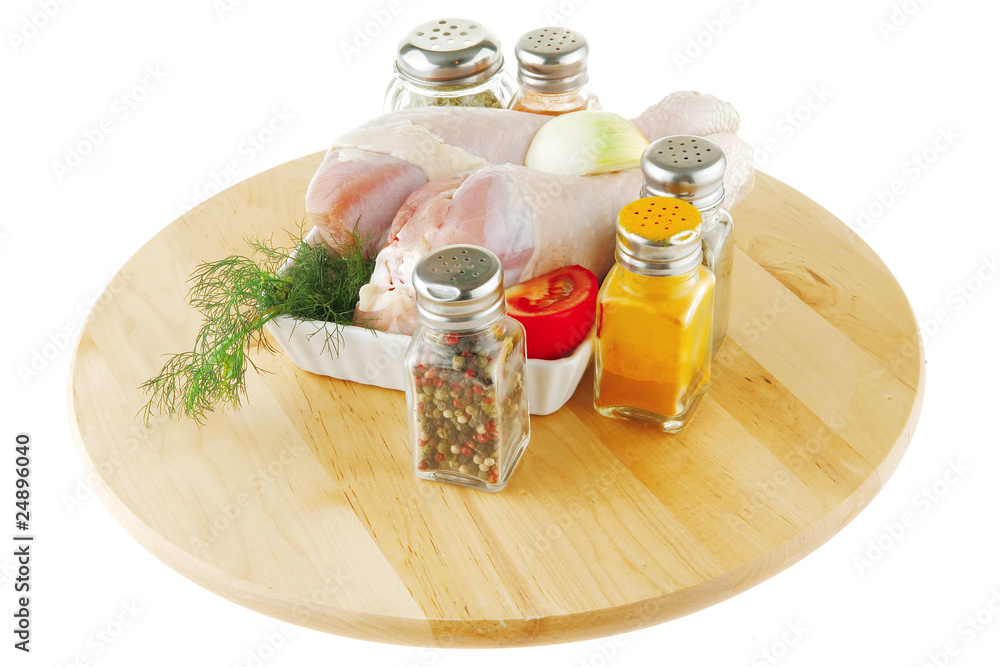 fresh raw chiken legs and spices fresh raw chiken legs and spices