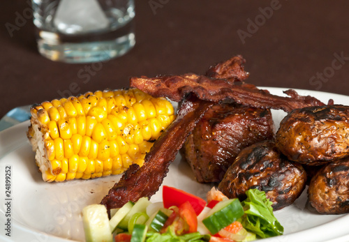 Grilled veal, with corn