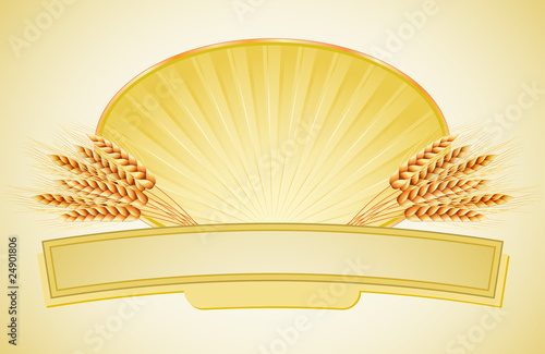 Vector illustration of ears of wheat and label.