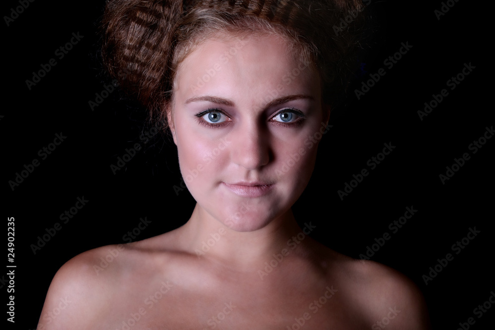 Young woman over black Young woman over black