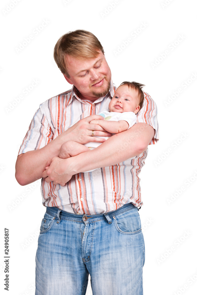 Charming  baby on a father's hands