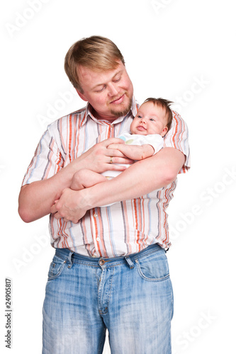 Charming  baby on a father's hands photo