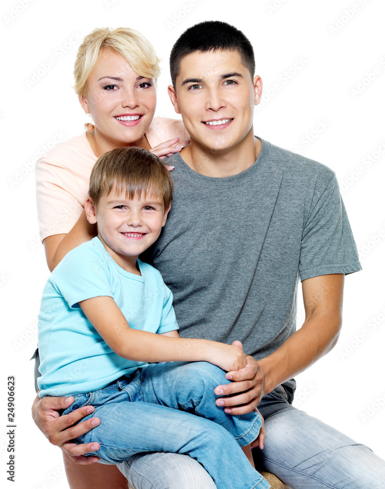 Happy young family with son of six years Happy young family with son of six years