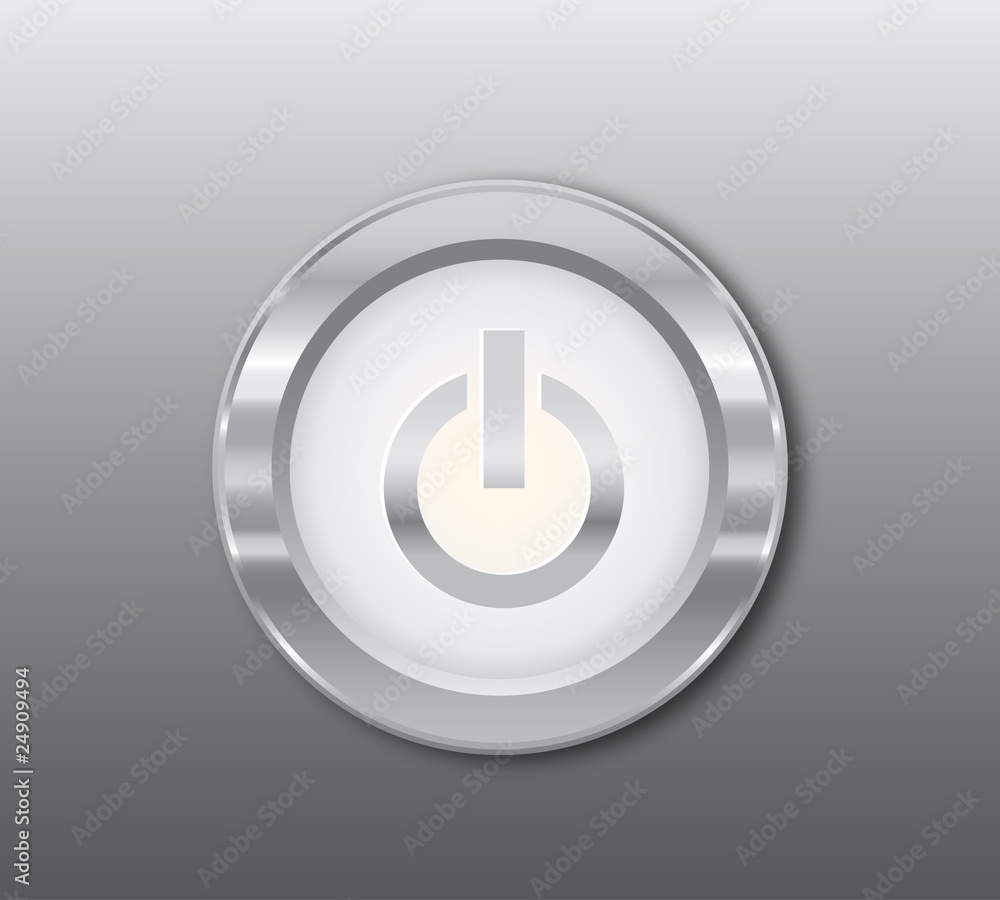 Silver power button vector Silver power button vector