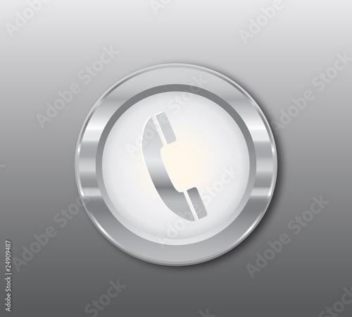 Silver telephone button vector