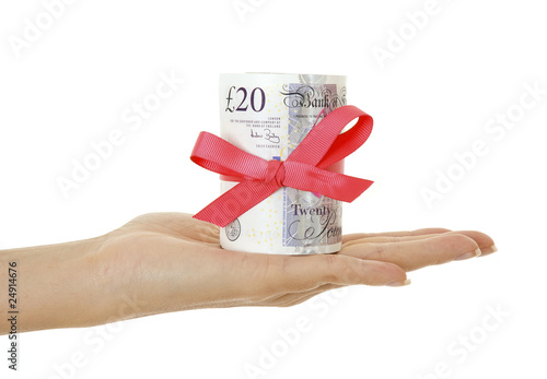 Sterling tied in bow isolated on white