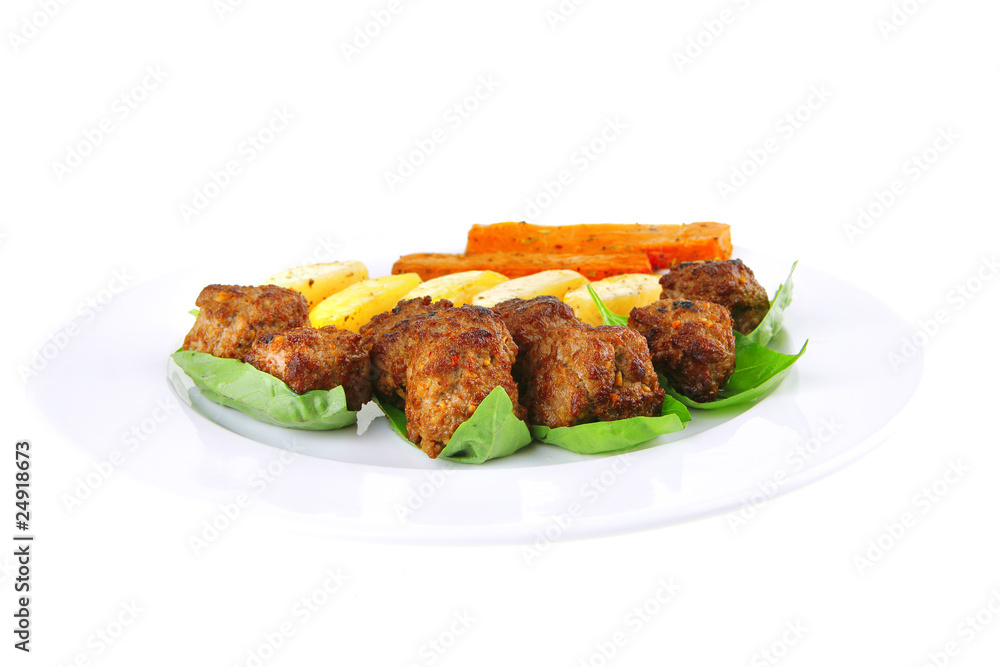 grilled meatballs on white grilled meatballs on white