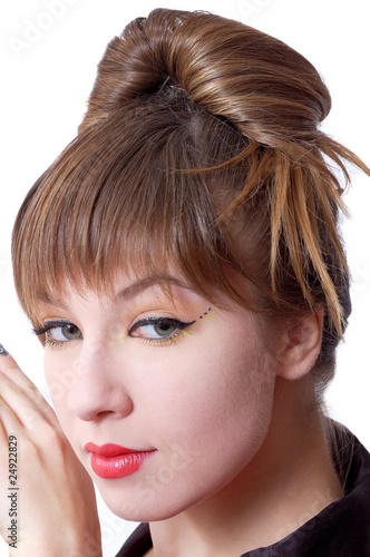 Portrait of beautiful smiiling girl in kimono
