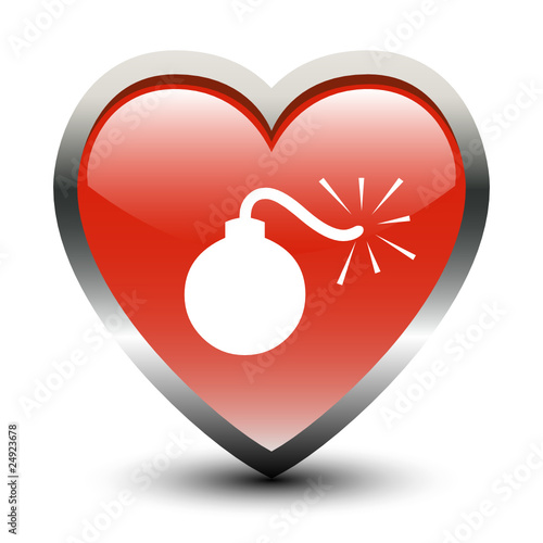 Heart Shape Bomb Sign Icon