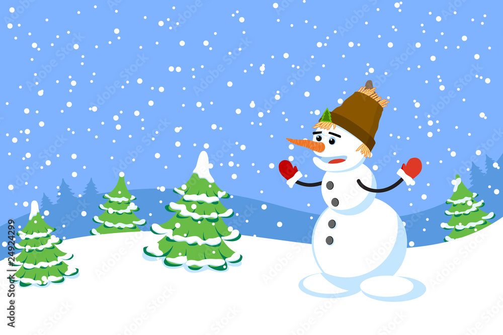 The amusing snowman. A vector illustration