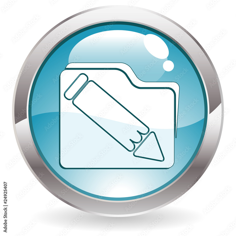 Gloss Button with Pencil and Folder Gloss Button with Pencil and Folder