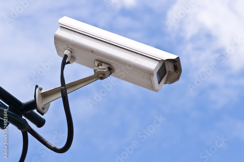 Security Camera on blue sky