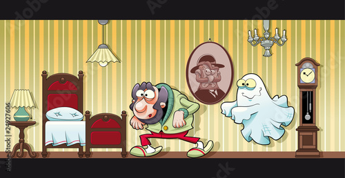 Haunted house. Funny cartoon and vector illustration