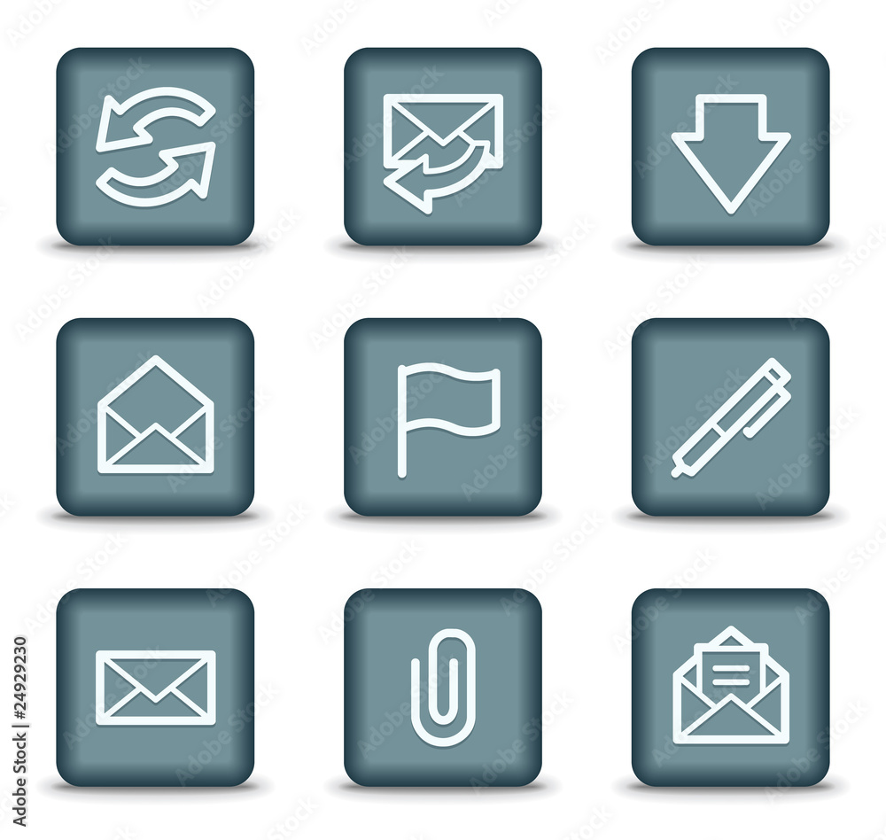 E-mail web icons, grey square buttons E-mail web icons, grey square buttons