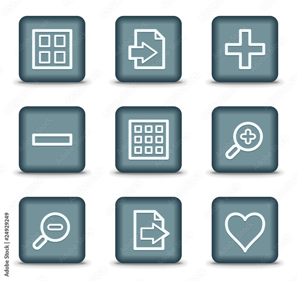 Image viewer web icons set 1, grey square buttons Image viewer web icons set 1, grey square buttons