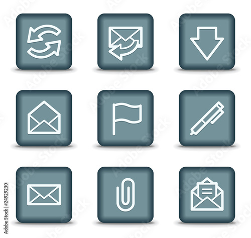 E-mail web icons  grey square buttons