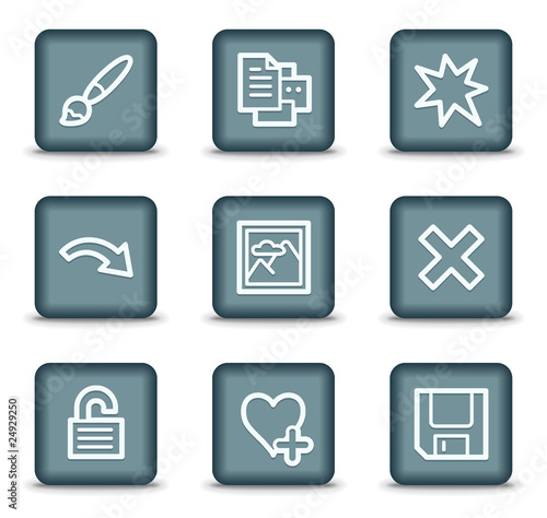 Image viewer web icons set 2, grey square buttons