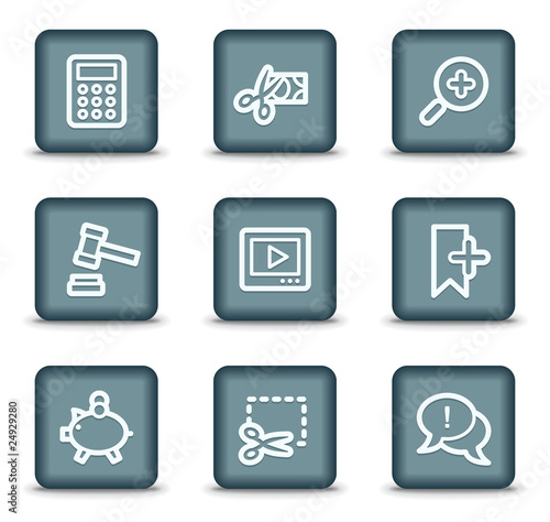Shopping web icons set 3  grey square buttons