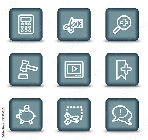 Shopping web icons set 3, grey square buttons