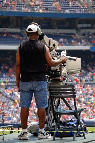 High definition television camera at sporting event