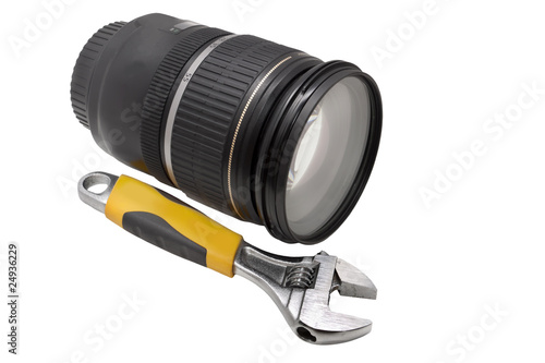 Foto adjustable spanner and object-glass