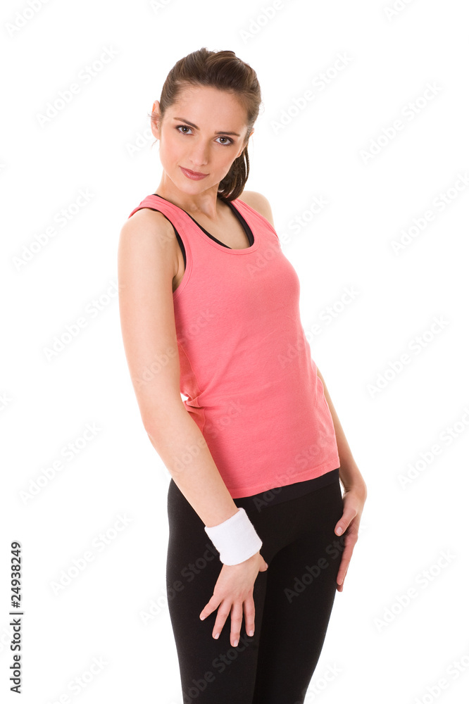 young female in fitness outfit, isolated young female in fitness outfit, isolated