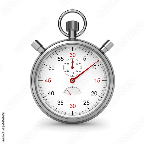Isolated stopwatch. Clipping path included. photo
