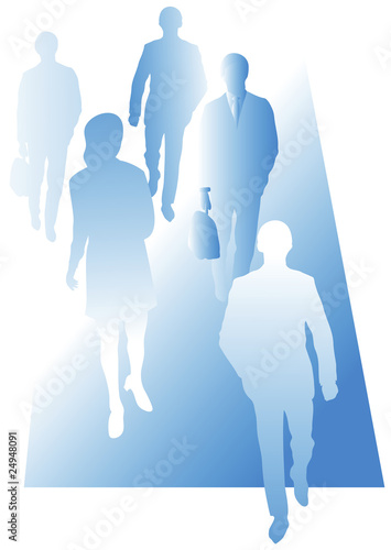 Group of business persons walking forward