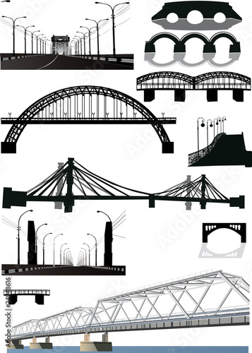 set of bridge silhouettes