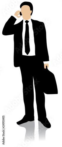 Business man talking in cell phone isolated