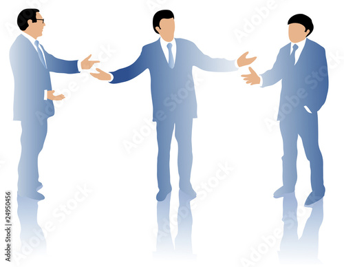 Three business men debating
