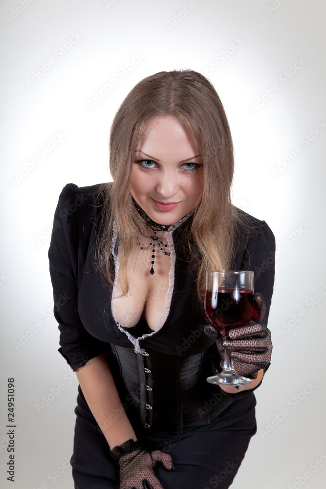 Sexy woman with glass of wine Sexy woman with glass of wine