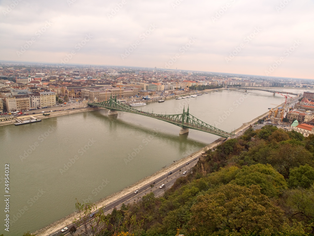 View of Budapest on an overcast day