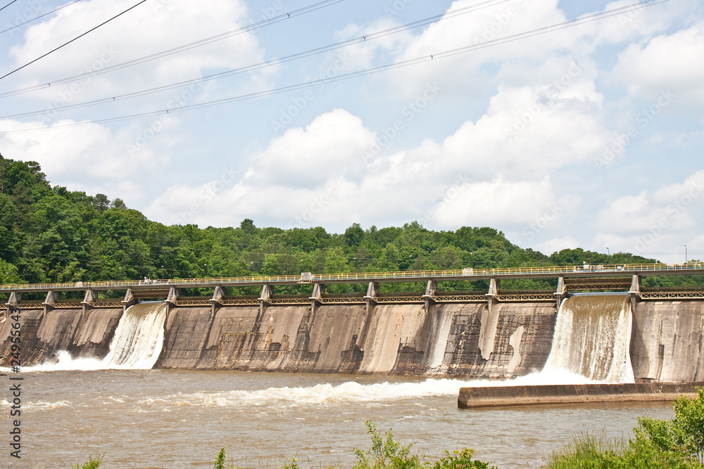 Hydroelectric Dam Stopping Raging River